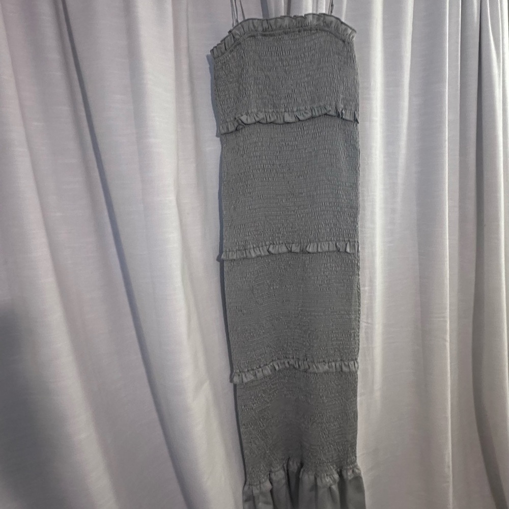 MARBLE Gray Strapless Sheath Cocktail Dress